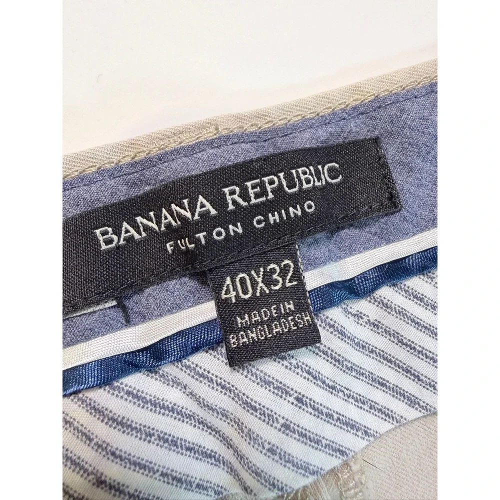 Banana‎ Republic Fulton Chino Pants Mens 40x32 Khaki Tan Stretch Slim Fit